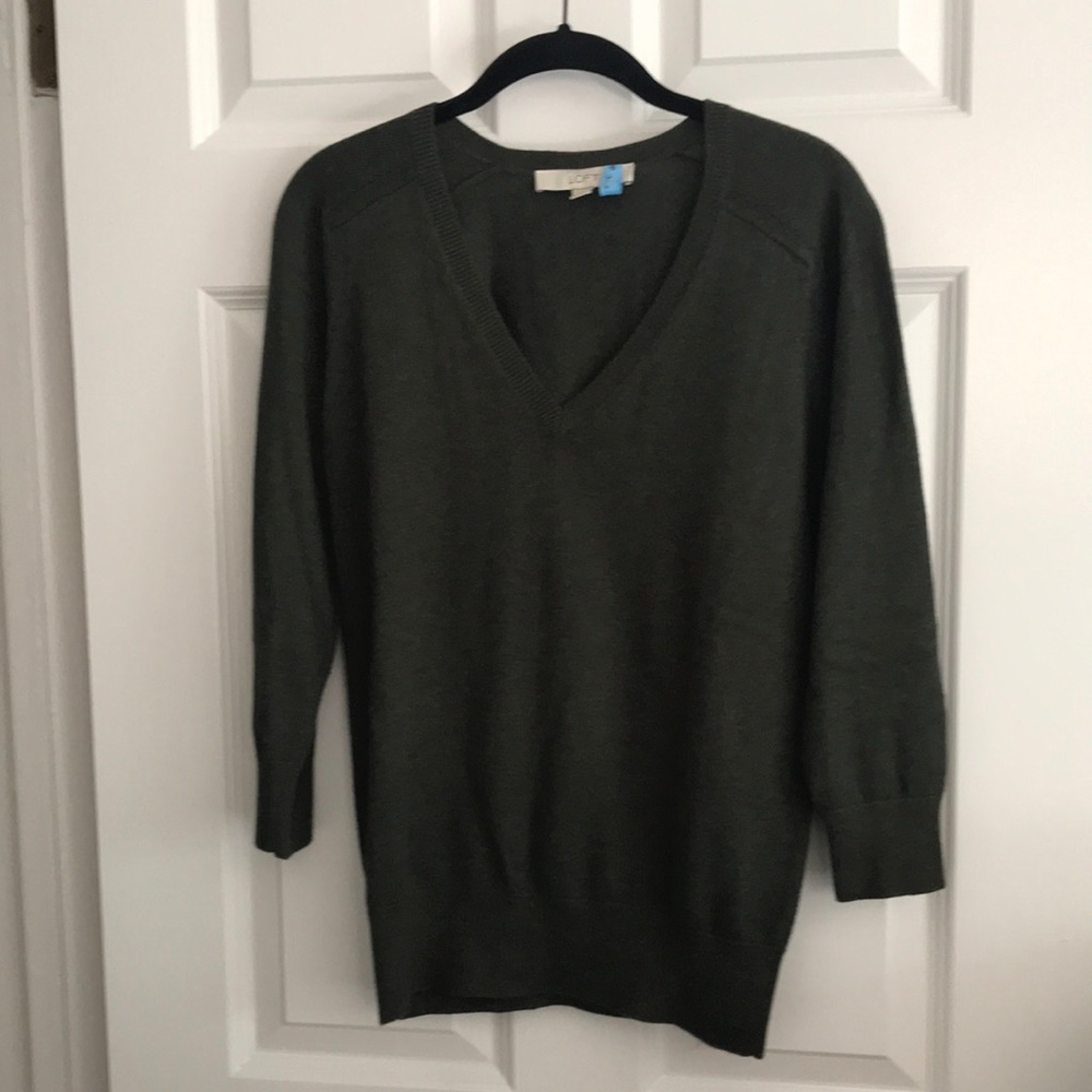 LOFT Dark Green Merino Wool Sweater